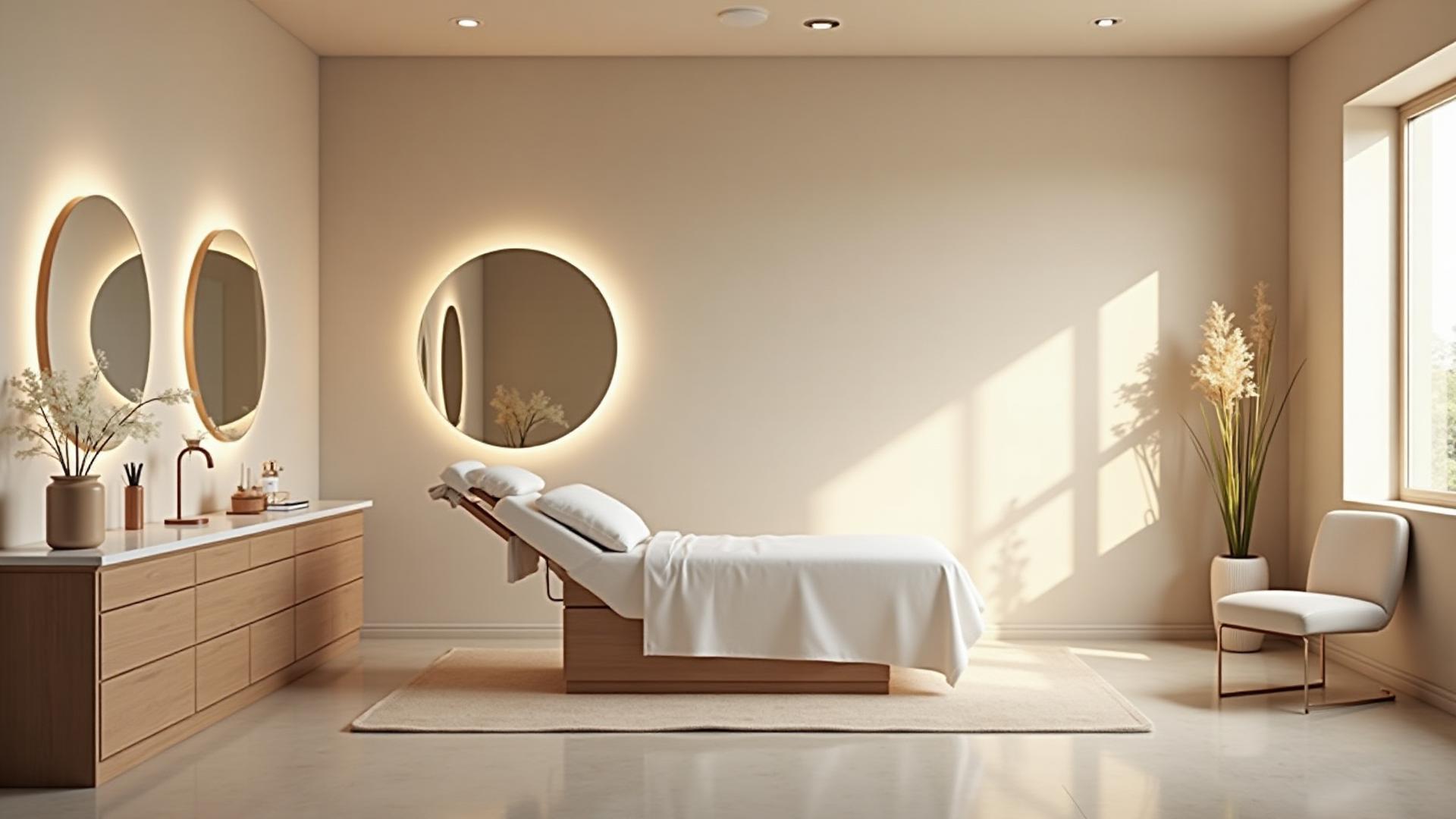 Luxury spa and esthetics treatment room at Noor Luxe Esthetics in Concord NC